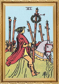 Tarotkarte VI der Stäbe
